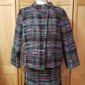 Talbots Tweed Off Center Button Up Blazer